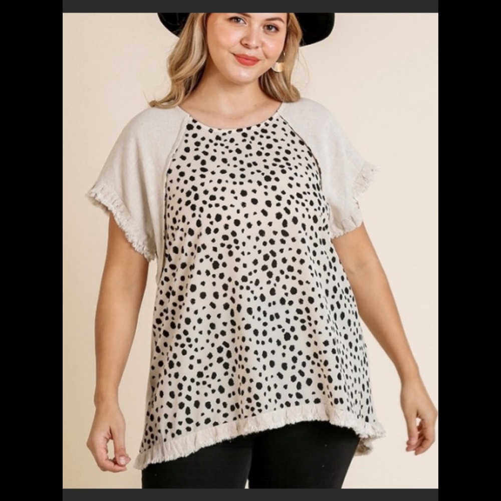 BOUTIQUE UMGEE DALMATIAN PRINT SHORT SLEEVE TOP